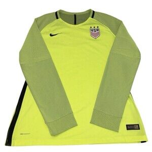 Nike USWNT Goalkeeper Jersey Womens Large Neon Yellow Alyssa Naeher LS